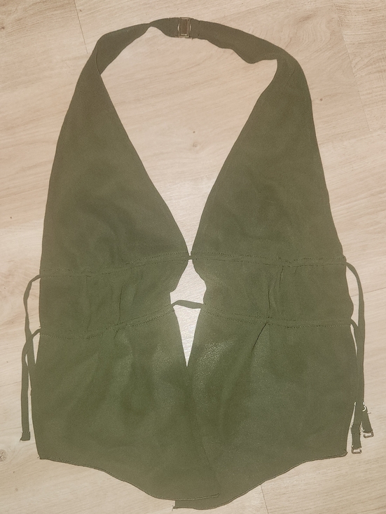 Oh Polly Tops - Olive Green Halter Top